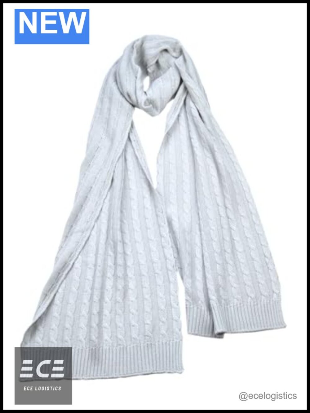Mulberry Silk Cashmere Cable Knit Scarf Medium Weight Soft Warm Winter Wrap